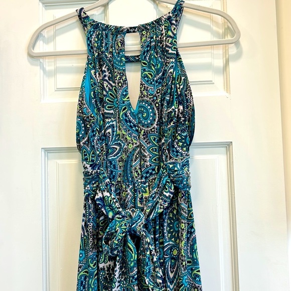 R & K Originals Print Jersey Dress with Halter Style Neck and Built In Bra sz.6 - Picture 6 of 8
